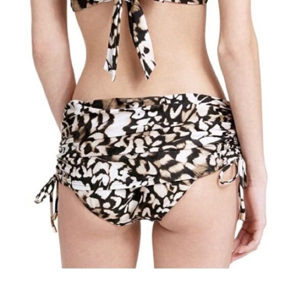Calvin Klein Women's Ruched Swim Skirt Bottom Animal Print Skirtini Size S - Picture 3 of 7